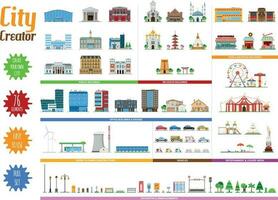 City Creator Full Collection with 76 elements vector