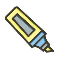 Highlighter Vector Thick Line Filled Colors Icon Design