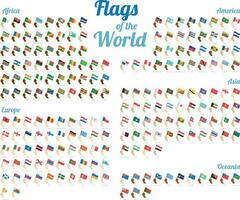 Vector set of world flags isolated on white background. Complete collection. High detail.