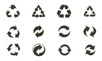 Set of symbols and signs of recycling, symbols isolated on white background vector