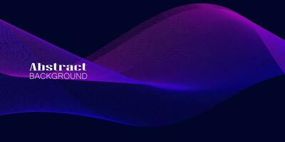 pink and purple glowing wavy line pattern on dark blue background with copy space. Modern technology futuristic neon color concept. Abstract wide banner design. vector