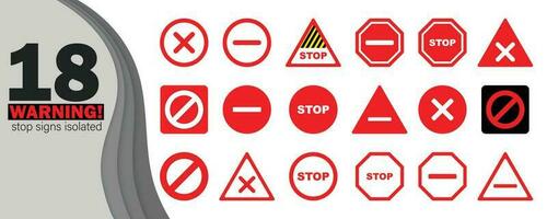 set 18 Prohibiting sign. Not allowed sign icon vector. isolated on white background and easy to edit. vector