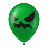 Halloween green balloon illustration with scary and funny face vector