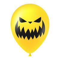 Halloween yellow balloon illustration with scary and funny face vector