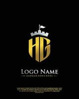 initial HG letter with shield style logo template vector