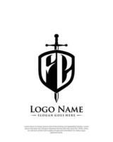 initial FC letter with shield style logo template vector