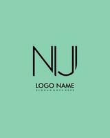 NJ Initial minimalist modern abstract logo vector