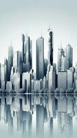 Grey Abstract Modern City Skyline Building of Metropolitan Area Reflection Backgroound. photo