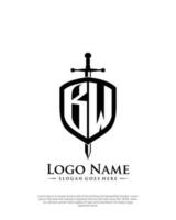 initial BW letter with shield style logo template vector