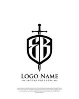initial EB letter with shield style logo template vector