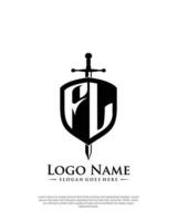 initial FL letter with shield style logo template vector