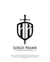 initial HR letter with shield style logo template vector