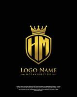 inicial hm letra con proteger estilo logo modelo vector