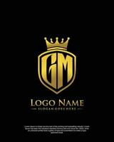 initial GM letter with shield style logo template vector