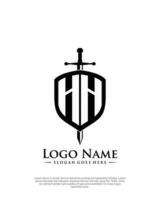 initial HH letter with shield style logo template vector