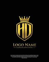 initial HD letter with shield style logo template vector