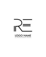 RE Initial minimalist modern abstract logo vector