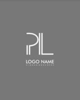 pl inicial minimalista moderno resumen logo vector