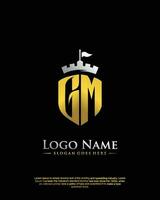 initial GM letter with shield style logo template vector