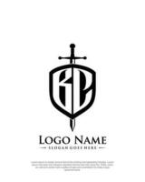 initial BC letter with shield style logo template vector