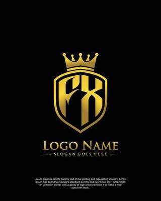initial FX letter with shield style logo template vector