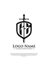 initial GE letter with shield style logo template vector