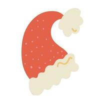 Hand drawn illustration of santa hat. Christmas decoration element in doodle style vector