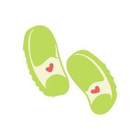 verde zapatillas con corazón ilustración. verano deslizadores aislado vector clipart