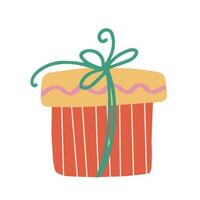 Hand drawn illustration of present. Festive element in doodle style vector