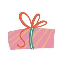 Hand drawn illustration of present. Festive element in doodle style vector