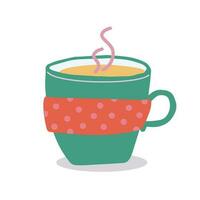 Hand drawn illustration of mug with beverage. Cookware element in doodle style vector