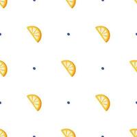 Simple seamless pattern with lemon slices and dots on white background. Hand drawn summer retro vector illustration for cover, cases, wallpaper, prints, wrapping, textile
