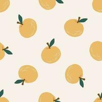 Simple seamless pattern with oranges. Hand drawn retro y2k vector illustration for summer stylish cover, cases, wallpaper, prints, wrapping, textile