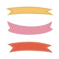 Hand drawn illustration set of ribbons or labels in doodle style vector