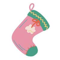 Hand drawn illustration of christmas sock. Christmas decoration element in doodle style vector