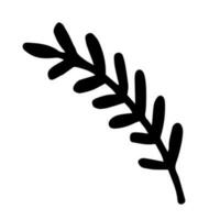 Hand drawn line art of branch leaf in doodle style vector