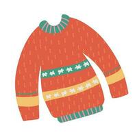 Hand drawn illustration of christmas sweater. Festive element in doodle style vector