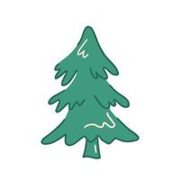 Hand drawn illustration of christmas tree with star. Christmas elements in doodle style vector