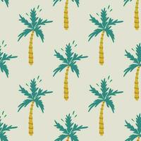 Simple boho vector seamless pattern with palm tree. Tropical summer background. Retro trendy beach design for cover, cases, wallpaper, prints, wrapping, textile