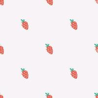 Simple seamless pattern with strawberry on pastel background. Hand drawn retro y2k vector illustration for summer stylish cover, cases, wallpaper, prints, wrapping, textile