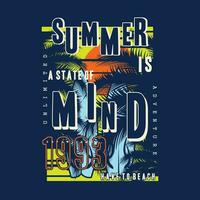 summer is mind lettering graphic, typography vector, beach theme illustration, good for print t shirt and other use vector