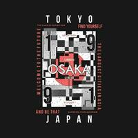 tokyo osaka japan lettering typography vector, abstract graphic, illustration, for print t shirt vector