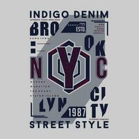 indigo denim abstract graphic, typography vector, t shirt design illustration, good for ready print, and other use vector