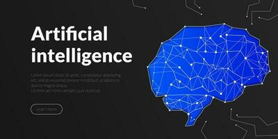 geométrico poligonal cerebro con triangulos y polígonos, representando tecnología, web. símbolo de artificial inteligencia, robótica, codificación y máquina aprendizaje para un sitio web, gráfico diseño o bandera vector