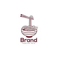 Noodle Pho Food Logo Templete, And Icon Design Template Elements With Spoon And Chopstick Vector Color Emblem.  Noodle Plate With Spoon, And Fried Eggs In The White Background.