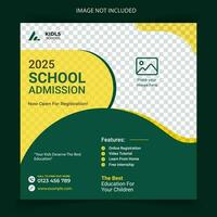 School Admission Square Banner And Social Media Post Template Premium Vector, Education Advertisement.  School Online Marketing Banner Editable Vector Formate.