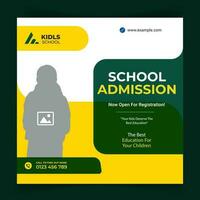 School Admission Social Media Post Design Template. Back To School Online Marketing Banner Layout.  Education Social Media Pack Template Premium Vector. vector