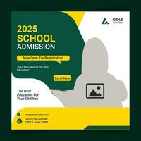 Best Creative School Admission Social Media Post Banner Design Templeate, Yellow And green Color And Premium Vector With Unique Concept.