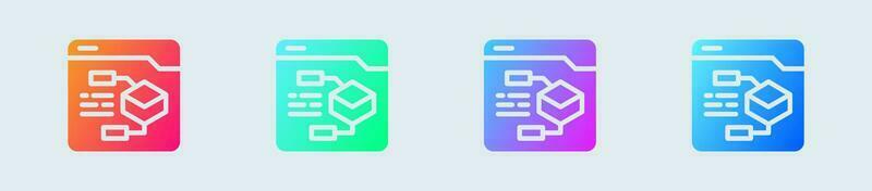 Algorithm solid icon in gradient colors. Programming signs vector illustration.