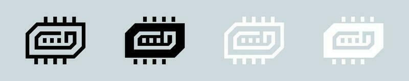 Ram icon set in black and white. Random access memory signs vector illustration.